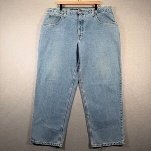 Vintage Anchor Blue Baggy Light Wash Denim Jeans Mens W42 L30 Cotton Made Mexico